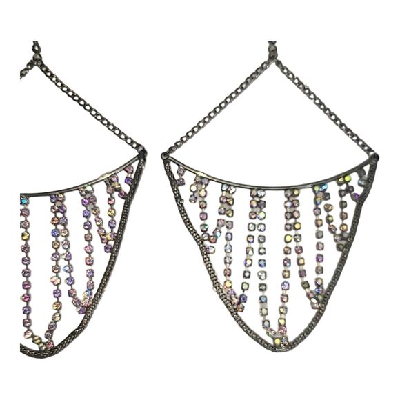 Vintage Aurora Borealis Rhinestone Chandelier Earrings 5"‎ - Picture 7 of 13